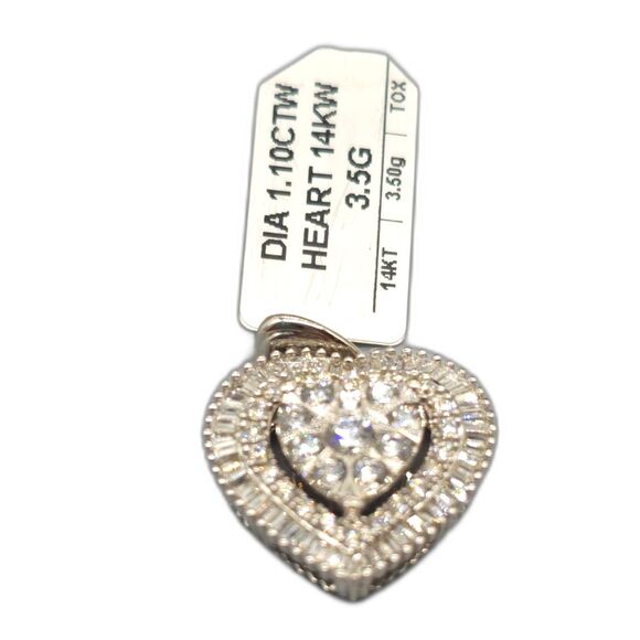 14KT WHITE GOLD 3.50G DIAMOND 1.10CTW HEART PENDANT(155566-3)
